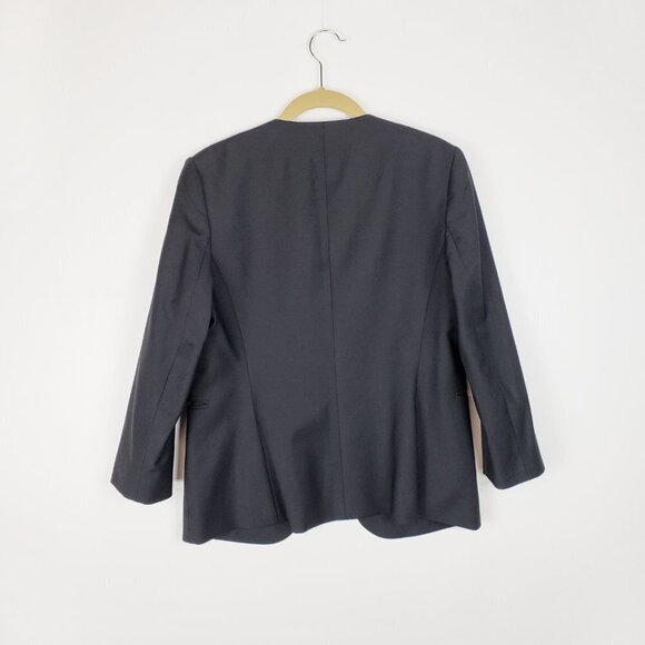 Theory Lindrayia B Continuous Black Wool Open Front Blazer Womens Size 8 - Picture 2 of 6